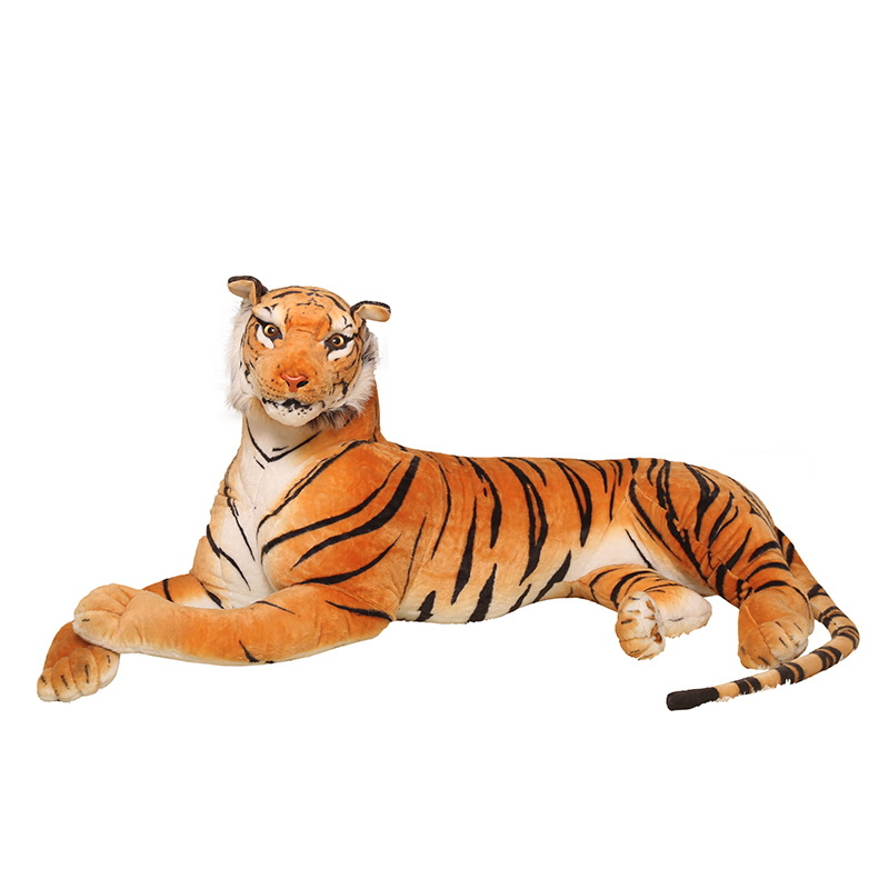 厂家批发老虎毛绒玩具东北虎玩偶梅花鹿安抚抱枕布娃娃跨境出口白底实物图