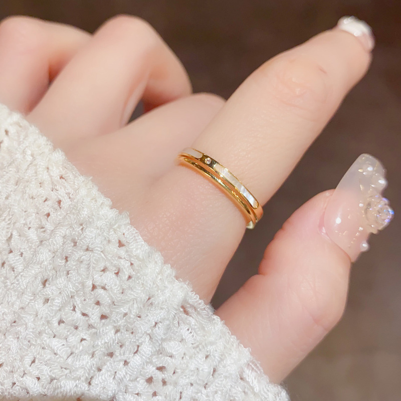 A niche design sense metal shell double-layer ring with adjustable opening, a personalized ring, a versatile accessory wholesale Specification image