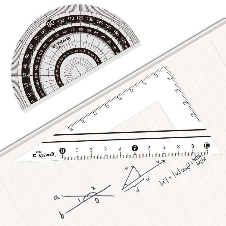 Yalong Cross-border Wholesale PC resin plastic rulers, student school supplies, geometric rulers, ruler sets, protractors Application Scenario