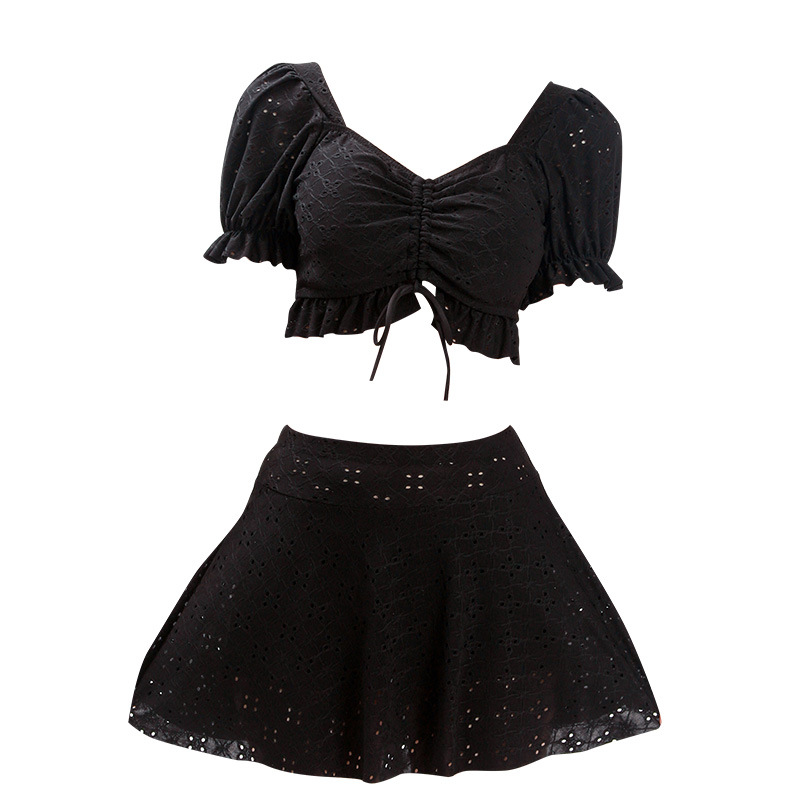 2026 New two-piece swimsuit women's one-piece skirt style pure desire high-end feel conservative belly cover-up slimming vacation hot spring swimsuit 028495 Item Picture