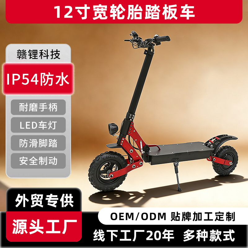 定制12寸宽轮胎踏板车 锂电池代步高功率折叠电瓶车48V折叠滑板车