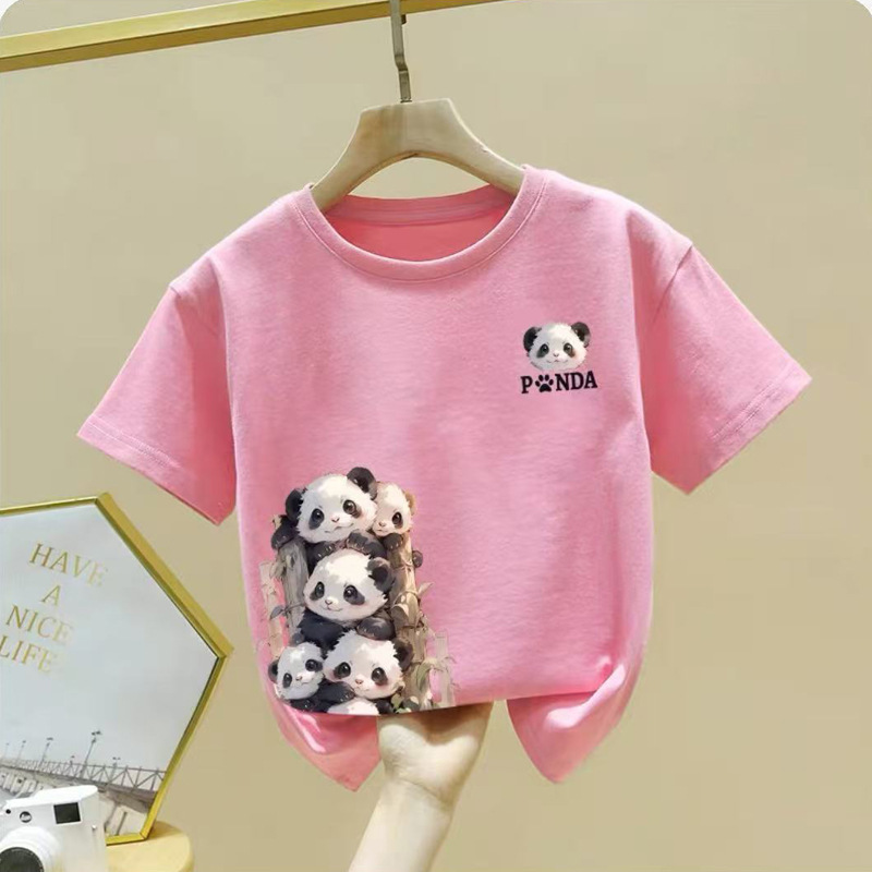 Cat children's short-sleeved T-shirt for summer 2025 new style, a nice top for girls, a half-sleeved pure cotton summer dress for boys Specification image