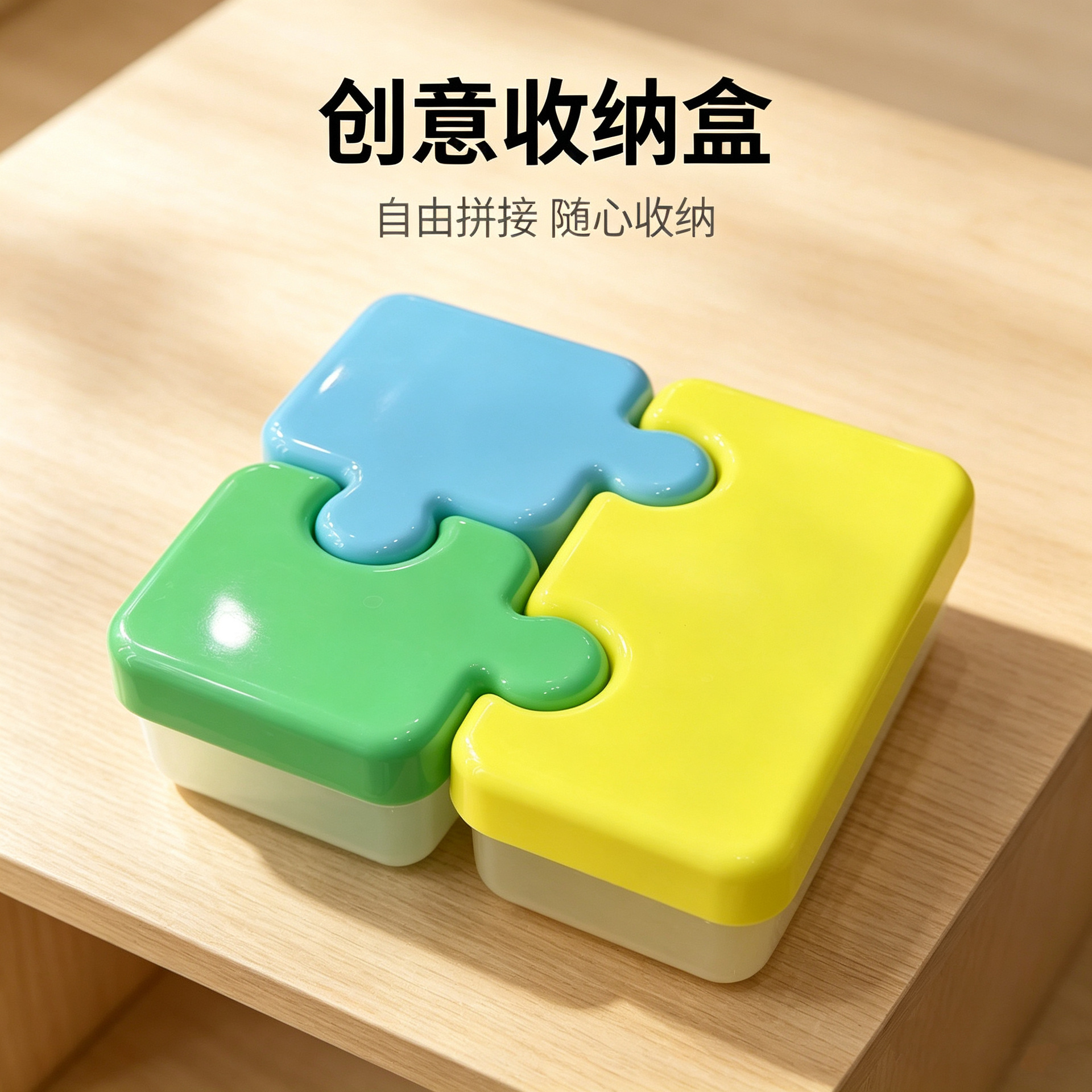 彩色拼图造型收纳盒 拼豆玩具儿童拼接卡通DIY小屋1000片
