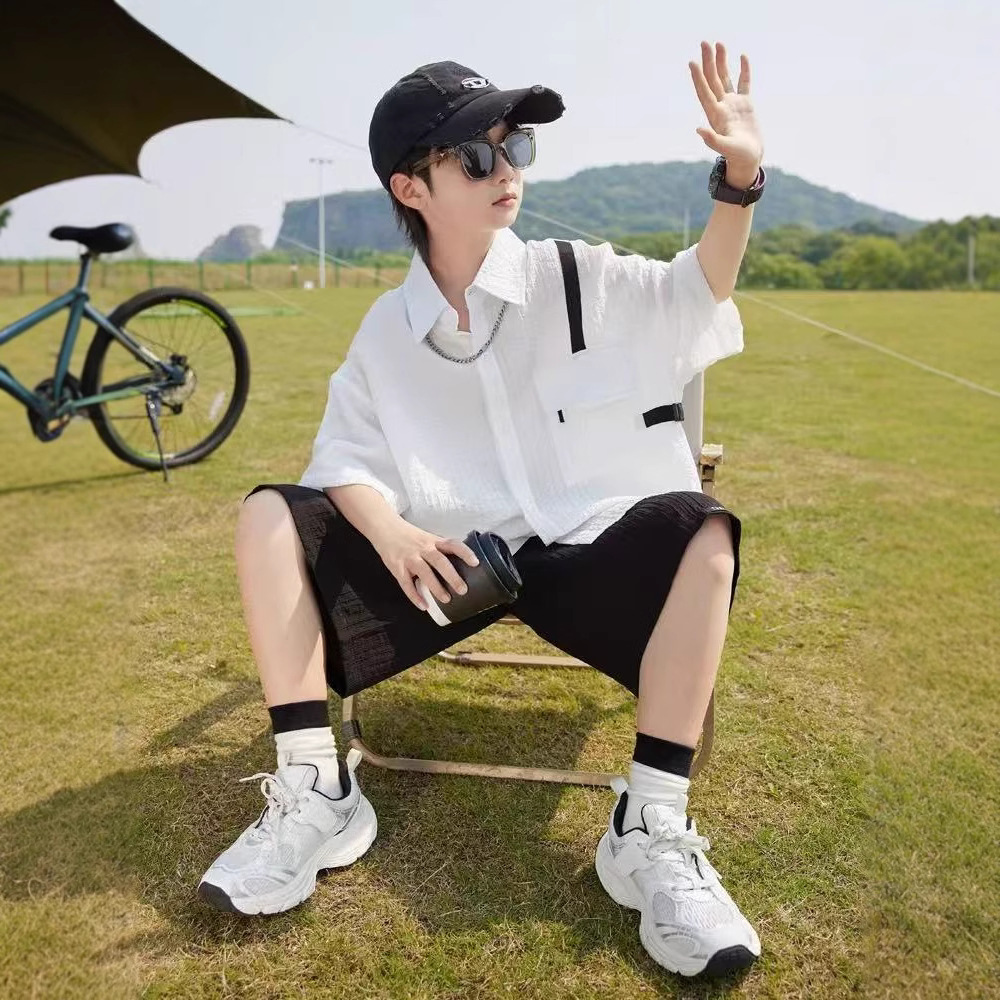 Boys' Summer Set 2026 New style Children's summer thin short-sleeved shirt, Big Kids' summer style stylish boys' trend