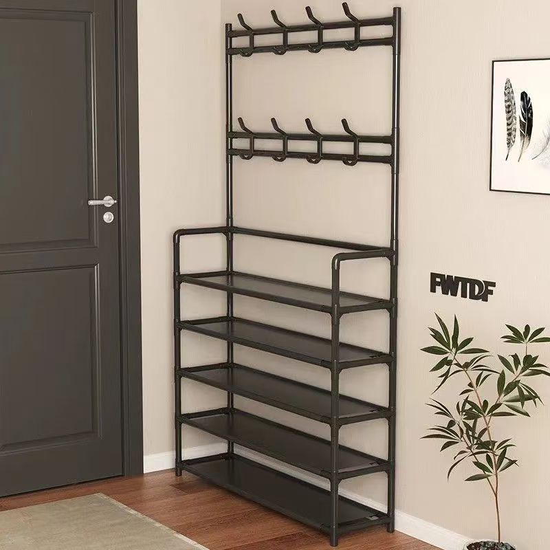 Multi-layer household floor-standing integrated shoe rack, coat and hat integrated rack, shoe house door, entrance hall, simple shoe and clothing multi-functional rack