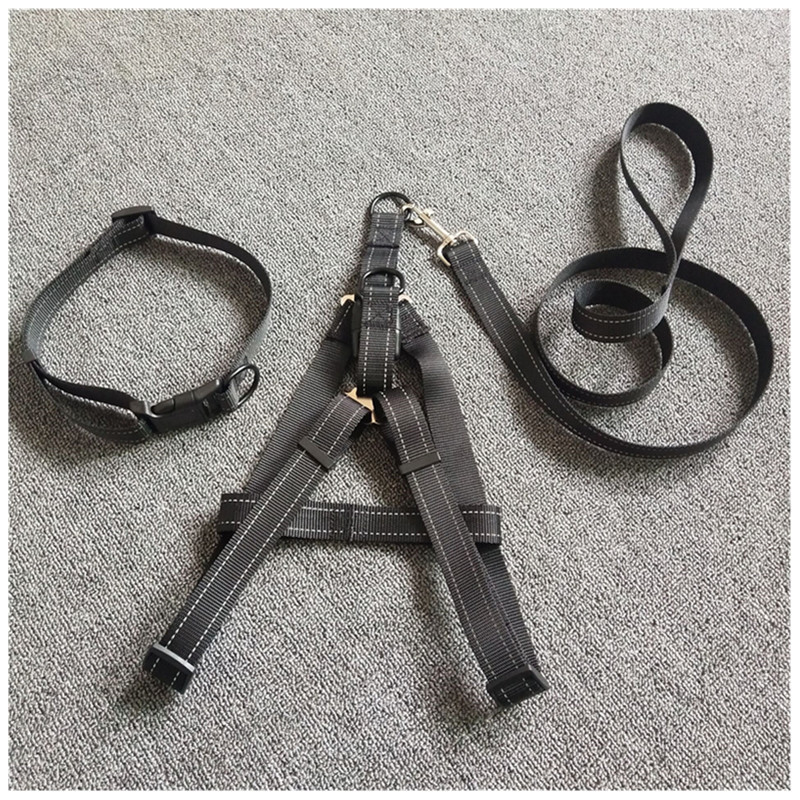 Amazon's new flat pet dog chain, double reflective leash, leash strap, chest and back strap, dog chain manufacturer in Yiwu details Picture