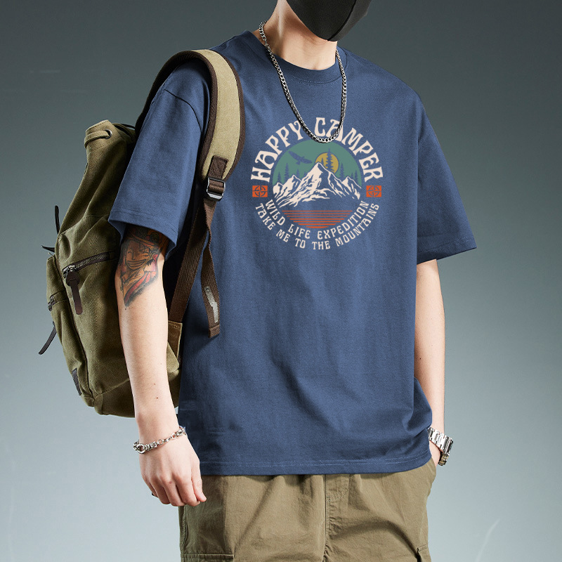 纯棉短袖T恤纯色修身设计感拼接高级趣味潮品潮牌服装男半袖圆领