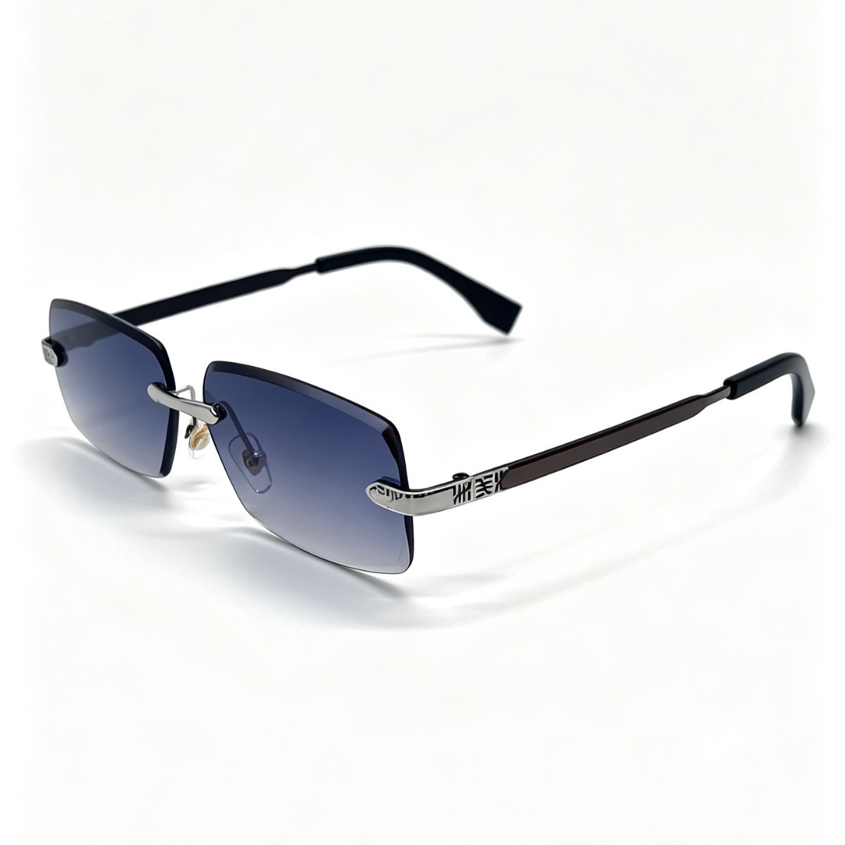 New frameless trimmed sunglasses with metal engraved temple, high-definition gradient UV protection, suitable for both men and women Application Scenario