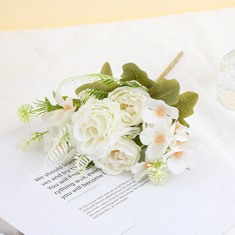 仿真5头牡丹绣球假花批发色彩甜心糖果绣球花婚礼家居装饰布景细节图