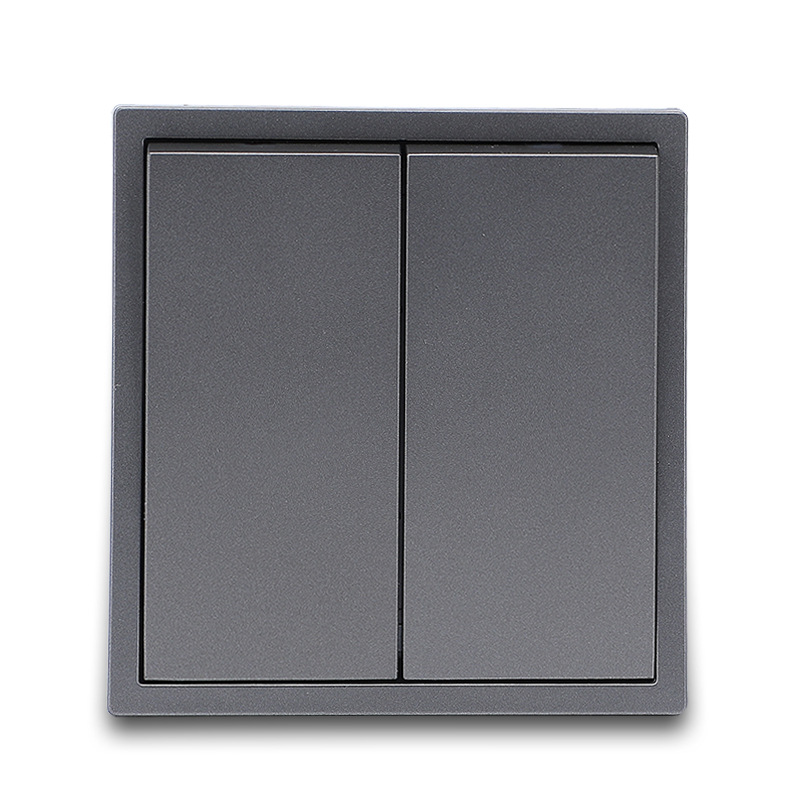 Fluorescent grey two-position two-way double-control switch 86 type double-way double-connection hotel wall socket panel wholesale self-locking type Item Picture