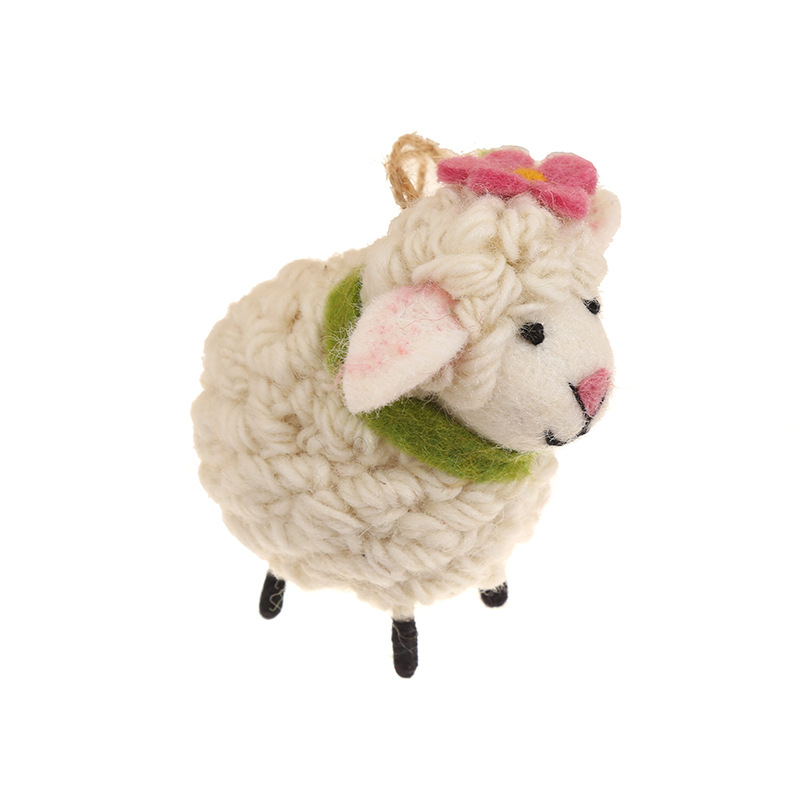 Little sheep handmade wool felt pendant, cute sheep bag pendant, plush car keychain doll gift Item Picture