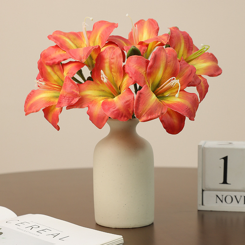 New faux single-stem 2-head orchid, Amaryllis, diy hand-held bouquets, flower arrangements, and decorative materials for home and hotel dining tables Specification image