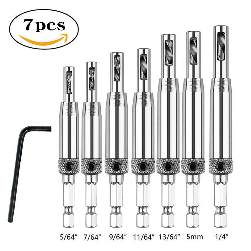 Cross-border hinge drill, woodworking door and window hinge hole opener, hand electric drill, positioning and drilling set, special-shaped hexagonal handle drill bit full figure