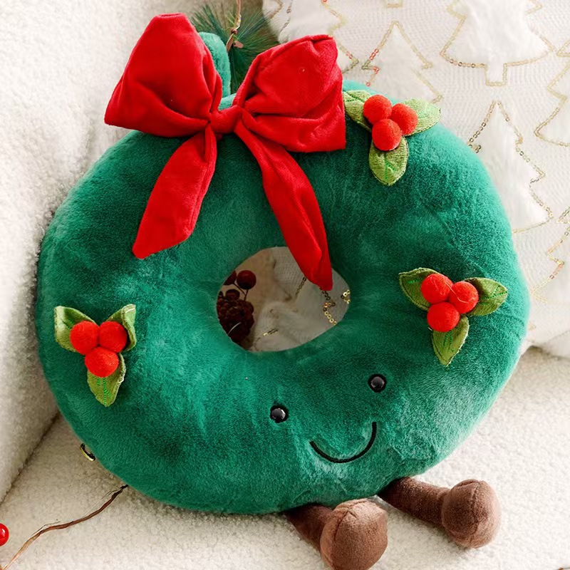 Christmas plush cushions, cartoon Christmas flower ring cushions, sofa decorations, gifts, festival ornaments details Picture