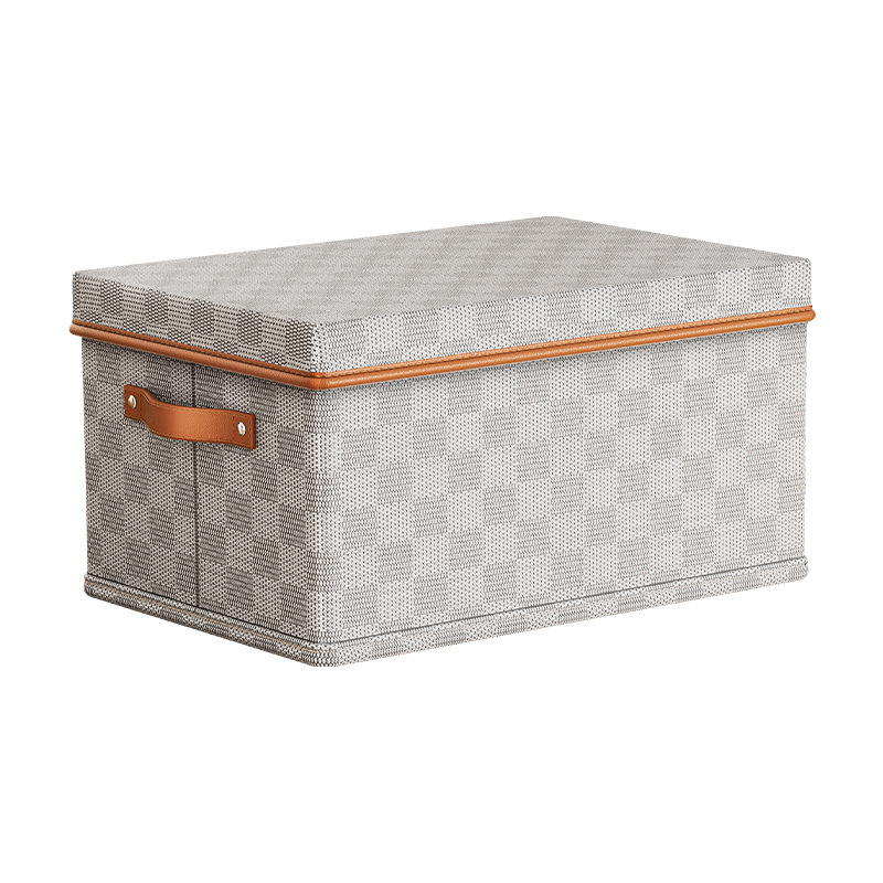 Non-woven fabric checkerboard top and bottom cover clothing storage box, household clothing organization magic box, toy storage box frame Item Picture