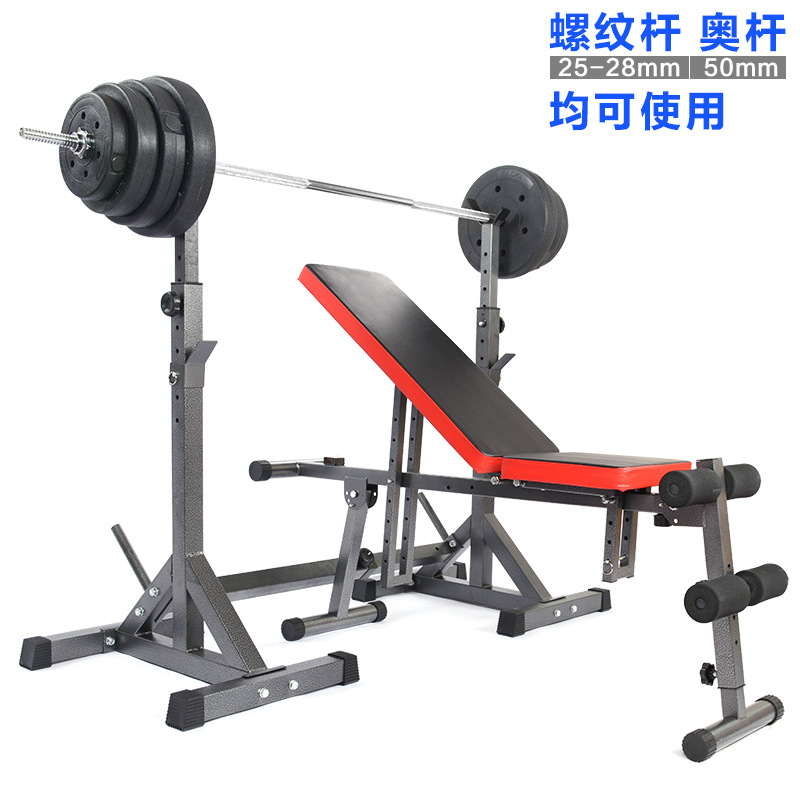Barbell rack, squat rack, fitness equipment, home men's flying bird stool, bench press, weightlifting bed set, adjustable barbell Application Scenario