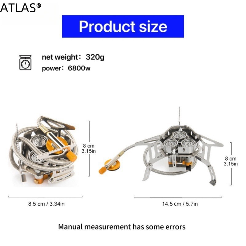 Outdoor high-intensity three-burner gas stove, three-star stove, portable camping and picnic cookware, mini gas cylinder, gas stove details Picture