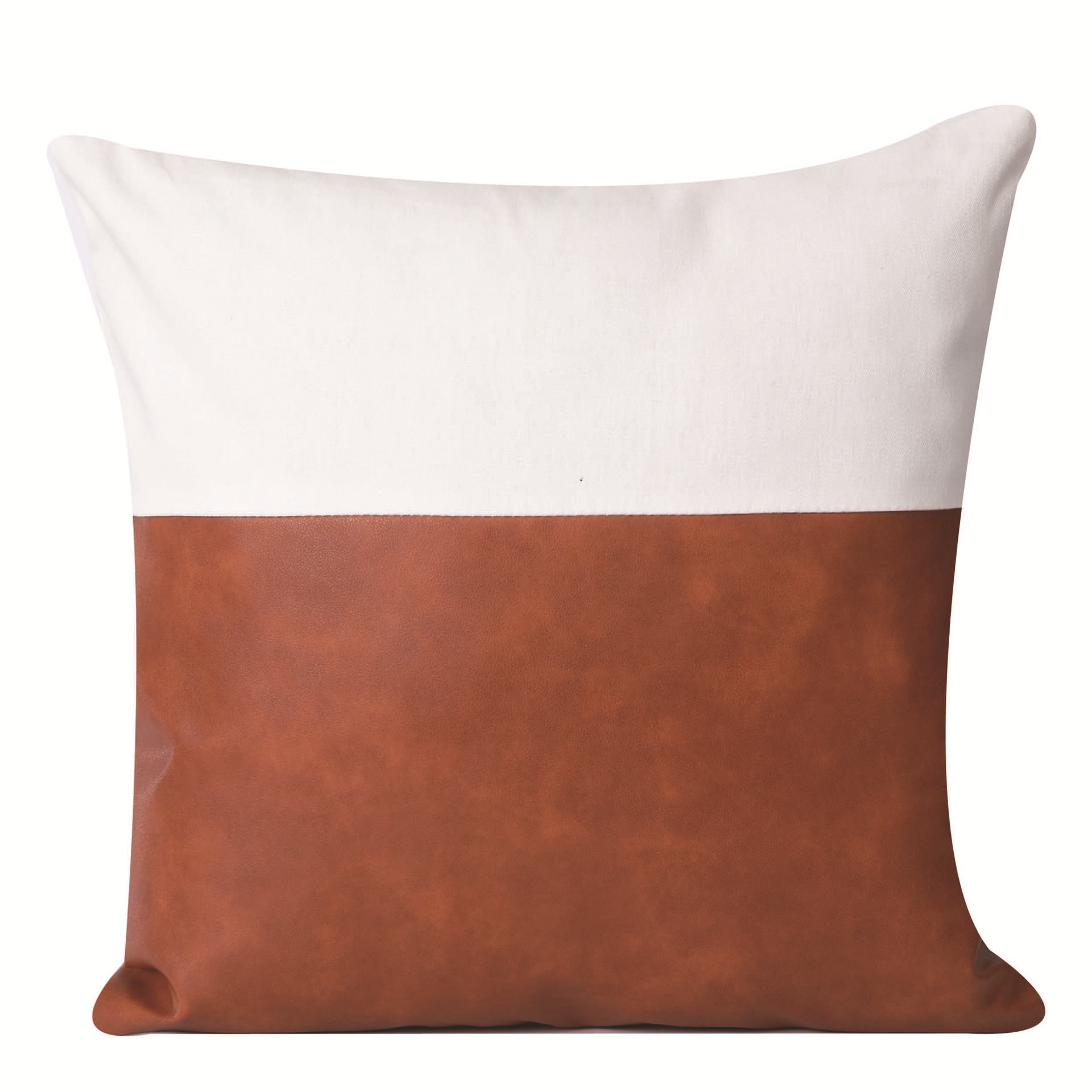 Wholesale Of Nordic Leather Patchwork Canvas Throw Pillows, Simple Backrests, Home Cushions, Bedside Cushions, Sofa Pillowcases details Picture