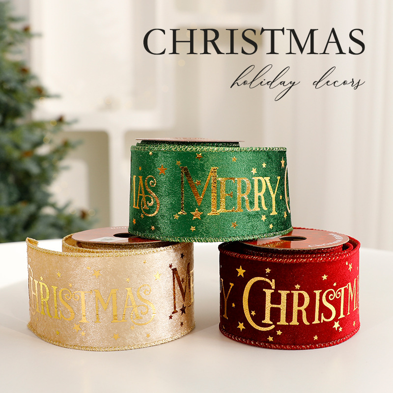 Christmas decorations, Christmas gifts, ties, decorations, printed satin, gilded webbing, ribbons details Picture