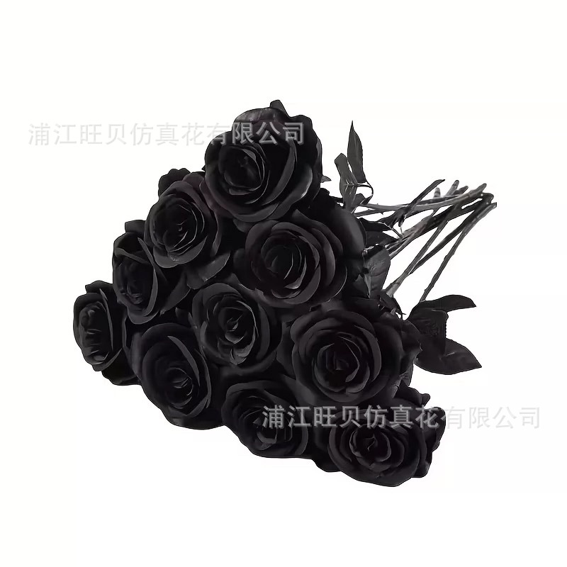 玫瑰仿真/花园/礼品仿真花/玫瑰仿真花/毛线花针织白底实物图