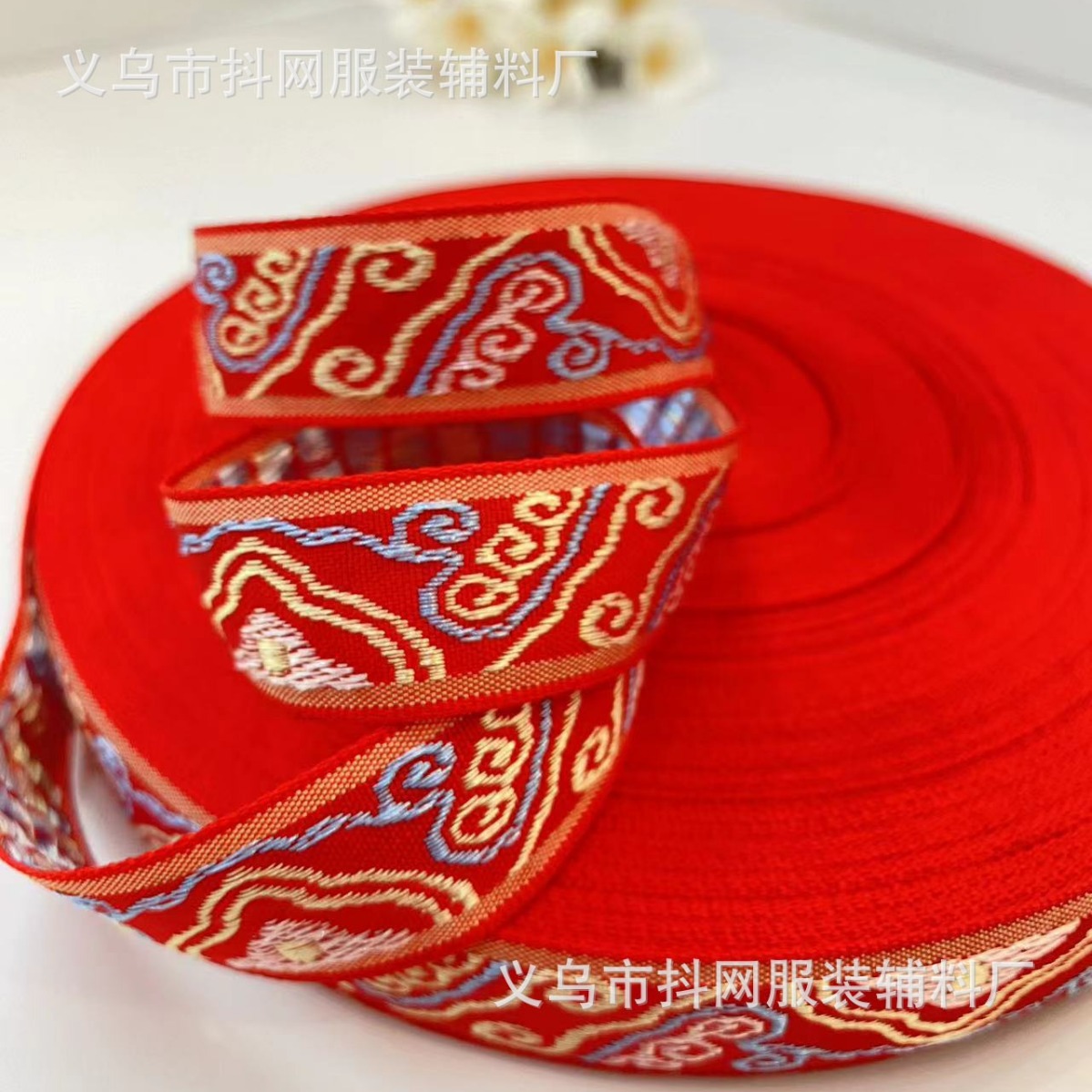 2cm手工祥云DIY蝴蝶结民族风提花刺绣织带发饰头饰演出服装辅料细节图