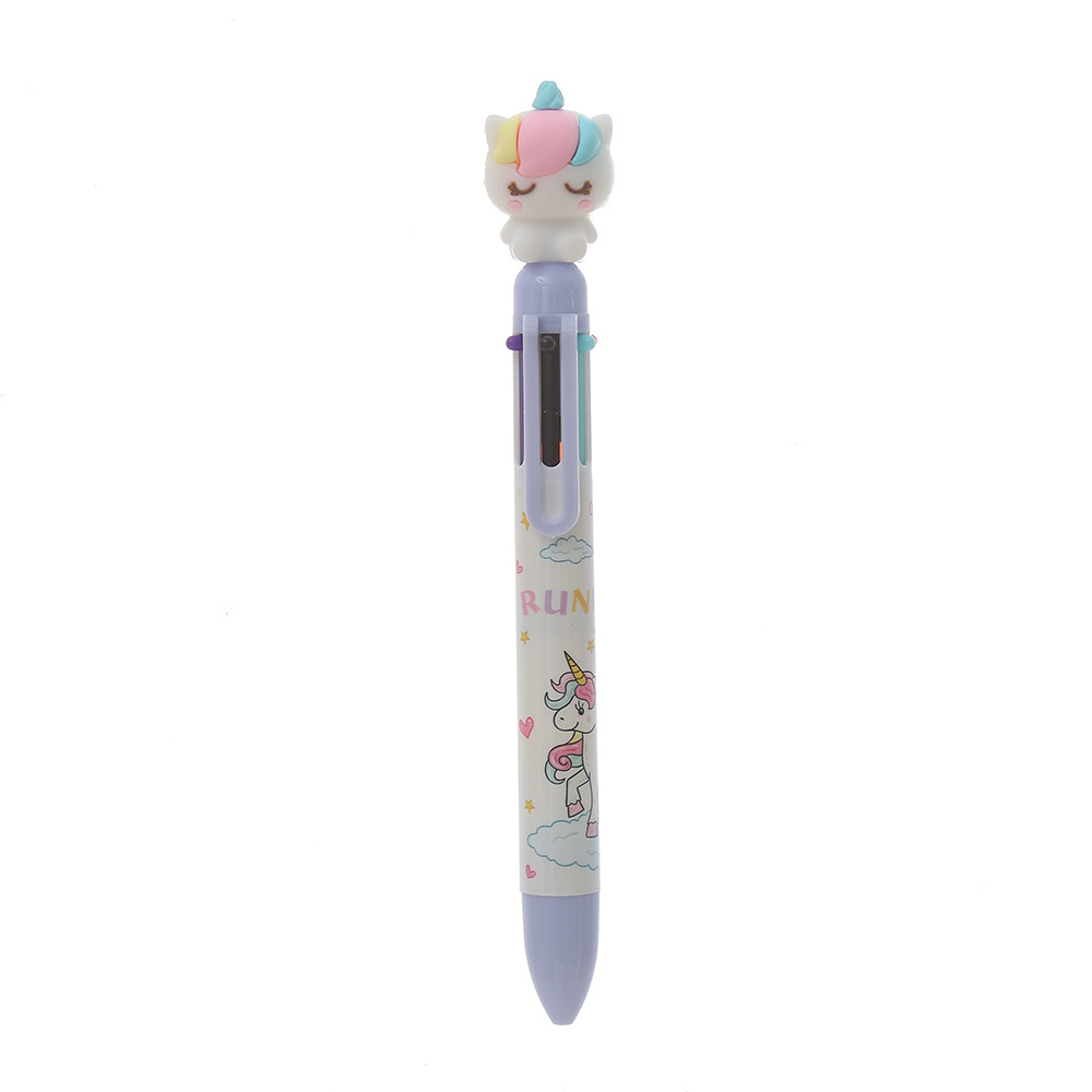 Cartoon cute little horse six-color ballpoint pen with high appearance level, available for wholesale of hand-drawn pens, student advertising signature pens Item Picture