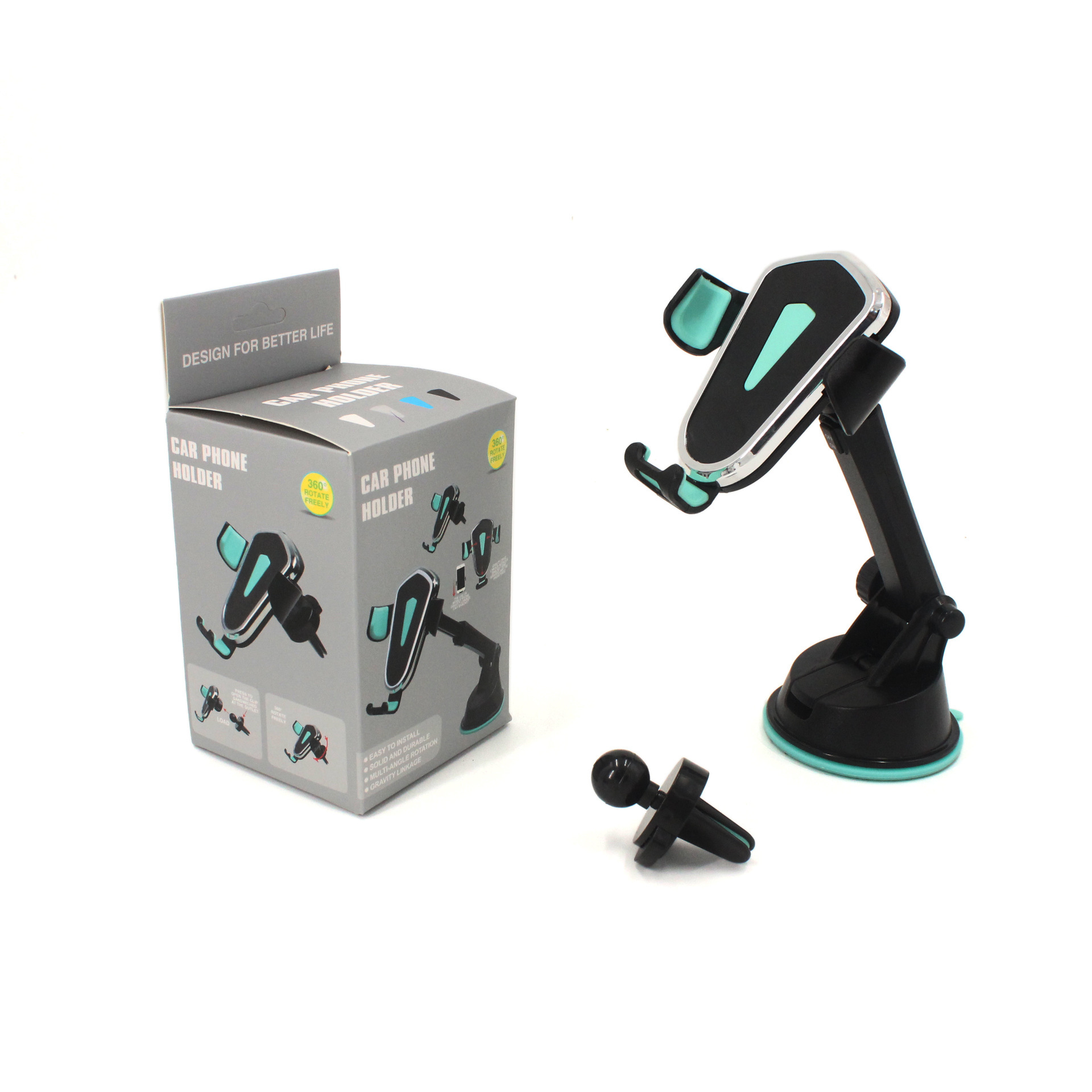 6907 Dashboard air outlet dual-purpose mobile phone stand, mobile phone gravity stand, car telescopic stand Item Picture