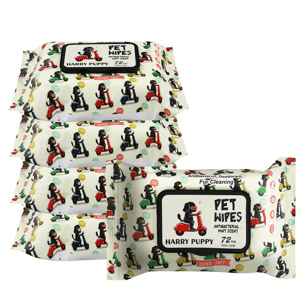 50 or 72 pieces of foreign trade English pet disinfection and deodorization wet wipes, cat and dog paw care and sterilization wet wipes