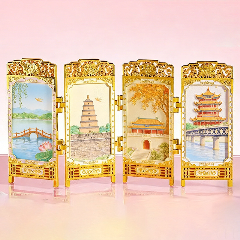 Suzhou metal screen refrigerator magnets, four-fold, Chinese city national trend cultural and creative gifts, customized refrigerator magnets Specification image