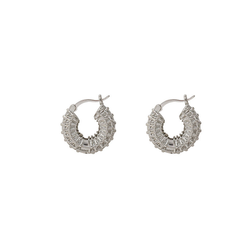 Hyacinth moda personalidad luz extravagancia brillo loop loop hebilla de oído 2025 shake yin boom pendientes diseño único accesorios de oído frío y viento frío Item Picture