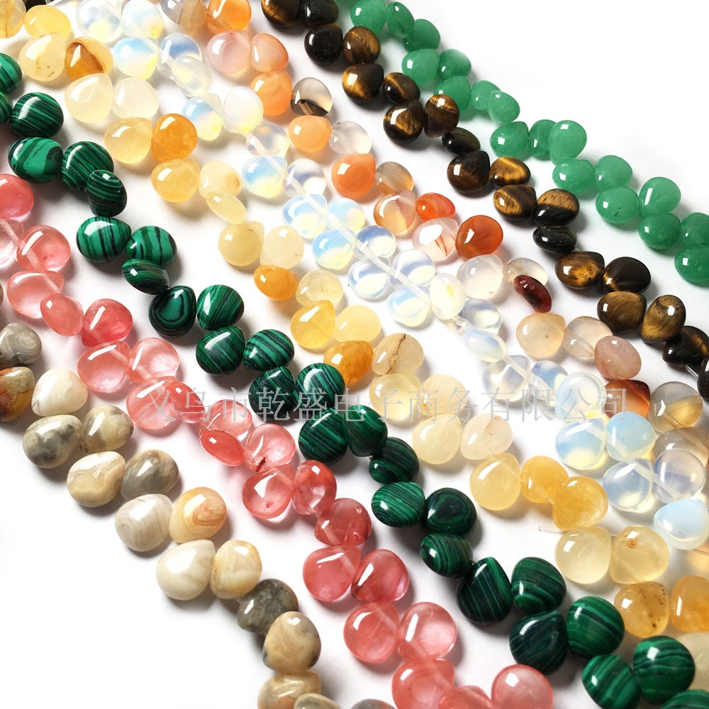 33 horizontal hole teardrop-shaped smooth semi-precious stone beads each, 20cm in length, loose beads, DIY jewelry semi-finished beads details Picture