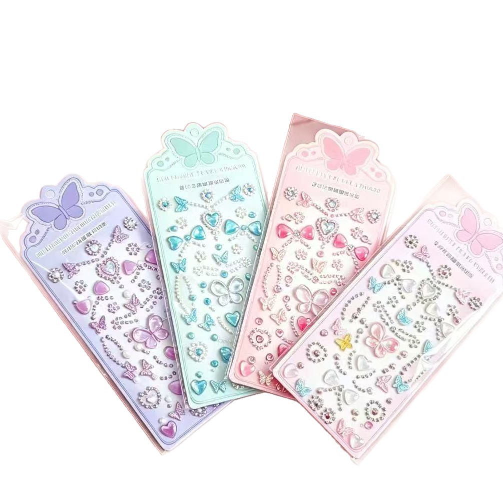 New butterfly sparkling diamond sticker decorative stickers, colorful acrylic diamond stickers, handbooks, simple talents, children's and girls' diamonds Item Picture