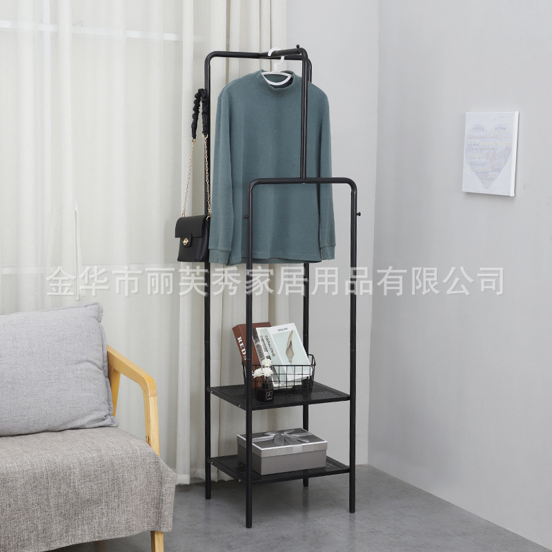 现货批发出口尼克比多功能家用挂衣架落地卧室衣帽架铁艺收纳衣架