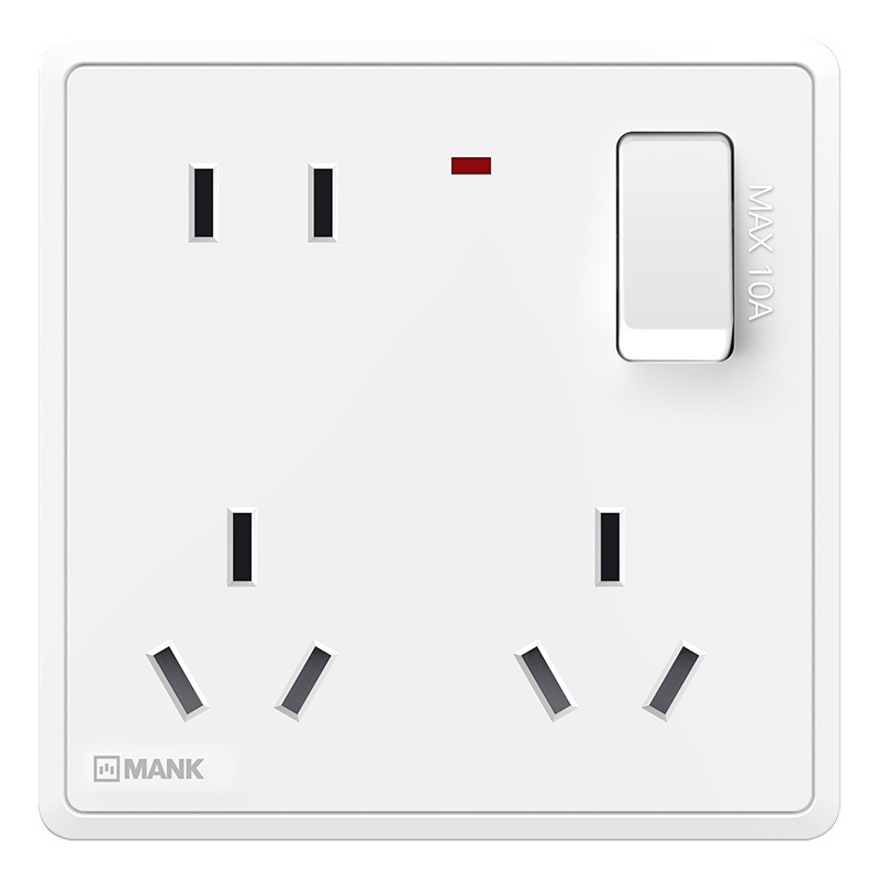 曼科开关墙壁插座86型电源面板五孔多孔带USB孔家用暗装J53入墙式白底实物图