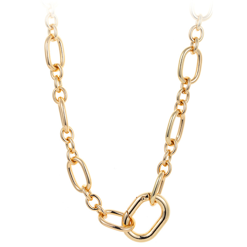 欧美金属满锆登山扣项链女电镀保色多用ins朋克夸张古巴颈链