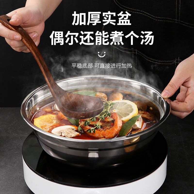 304无磁201不锈钢汤盆加深加厚家用洗菜盆味斗多用食堂汤碗码斗细节图