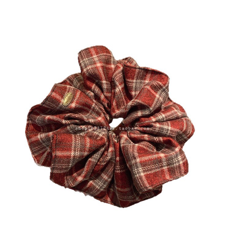 Zhao Lusi's same French high-end large intestine hair band, simple and elegant, versatile low ponytail bun hair rope autumn and winter accessories Item Picture