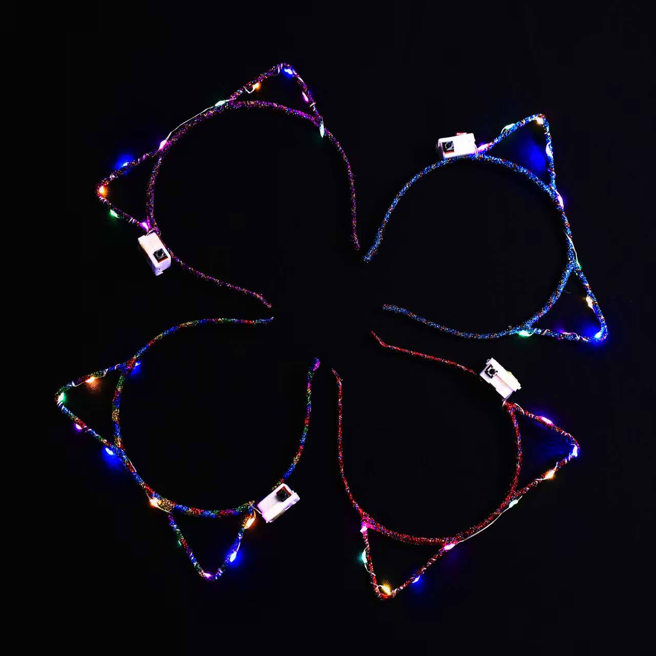 Luminous headbands, night market cat ear headbands, glittering flower garlands, hair accessories, adult and children's night market stalls, luminous toys details Picture