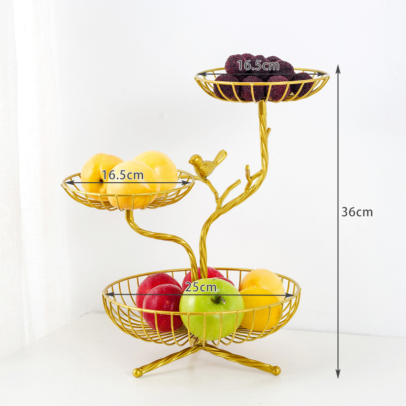 Nordic simple fruit plate, modern living room fruit basket, ins style multi-layer fruit plate, ironwork candy plate details Picture