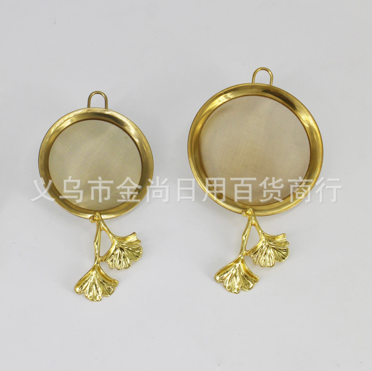 Household kitchen milk tea, soy milk, honey, ultra-fine sugar sieve, apricot leaf handle, stainless steel filter screen, handheld flour sieve