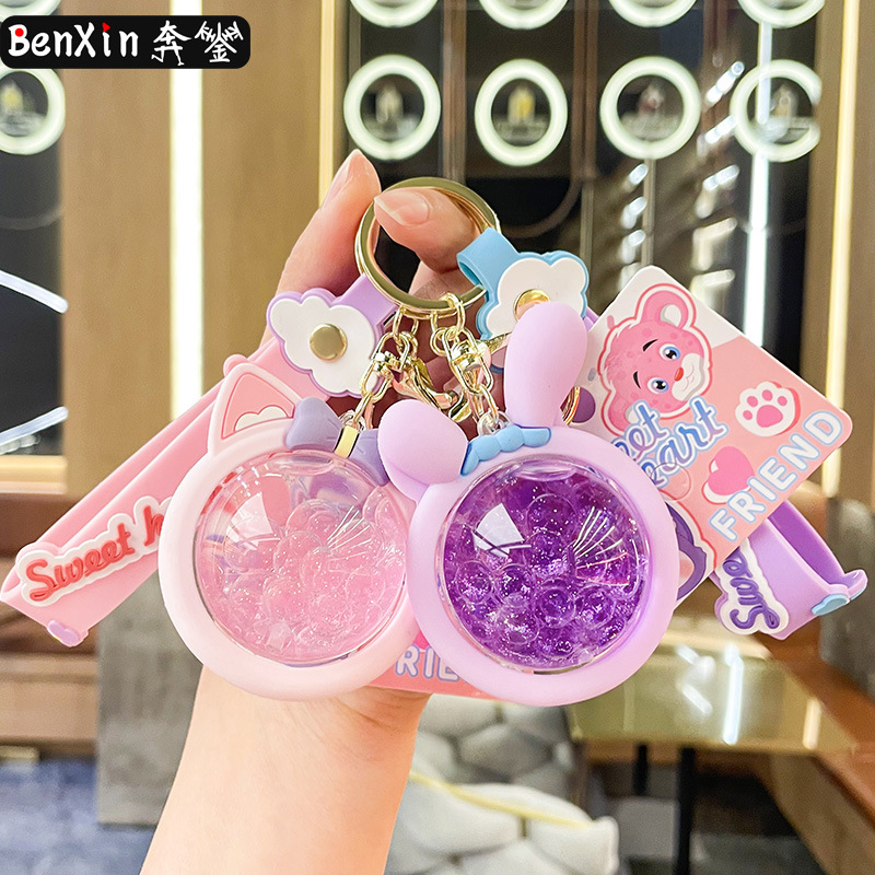 玲娜贝儿入油车钥匙流沙钥匙扣亚克力櫻花挂件钥匙链少女心包包产品图