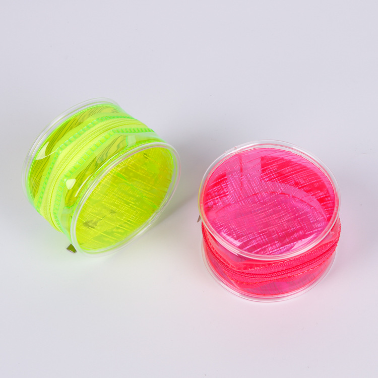 PVC圆筒拉链袋透明软胶环保圆形手表零钱包装袋透明PVC袋定制logo细节图