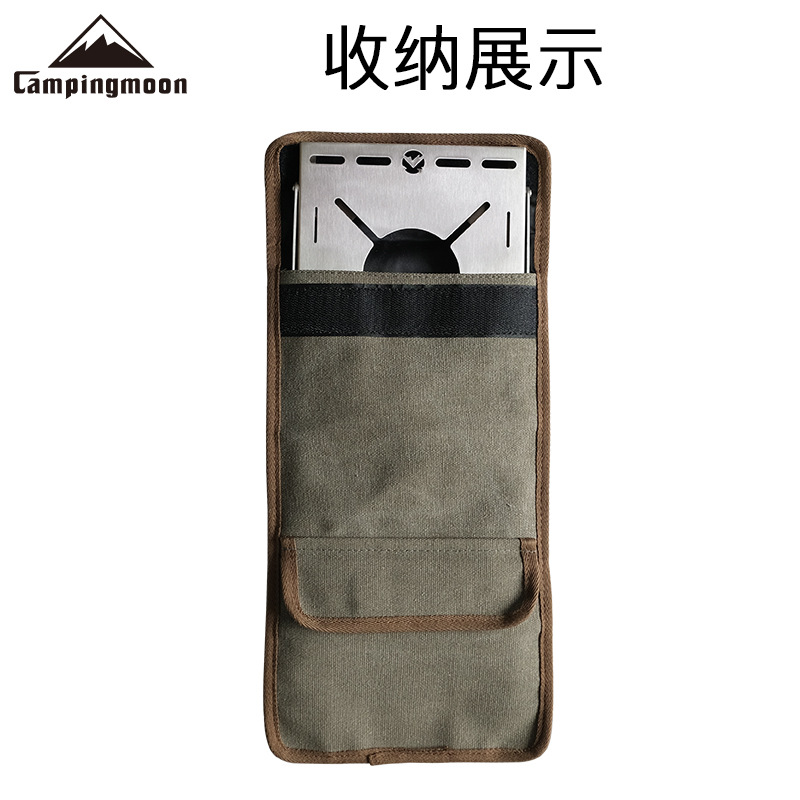 CAMPINGMOON outdoor camping equipment: Stainless steel solo flying table bag, hand-held thickened canvas bag, storage bag Item Picture