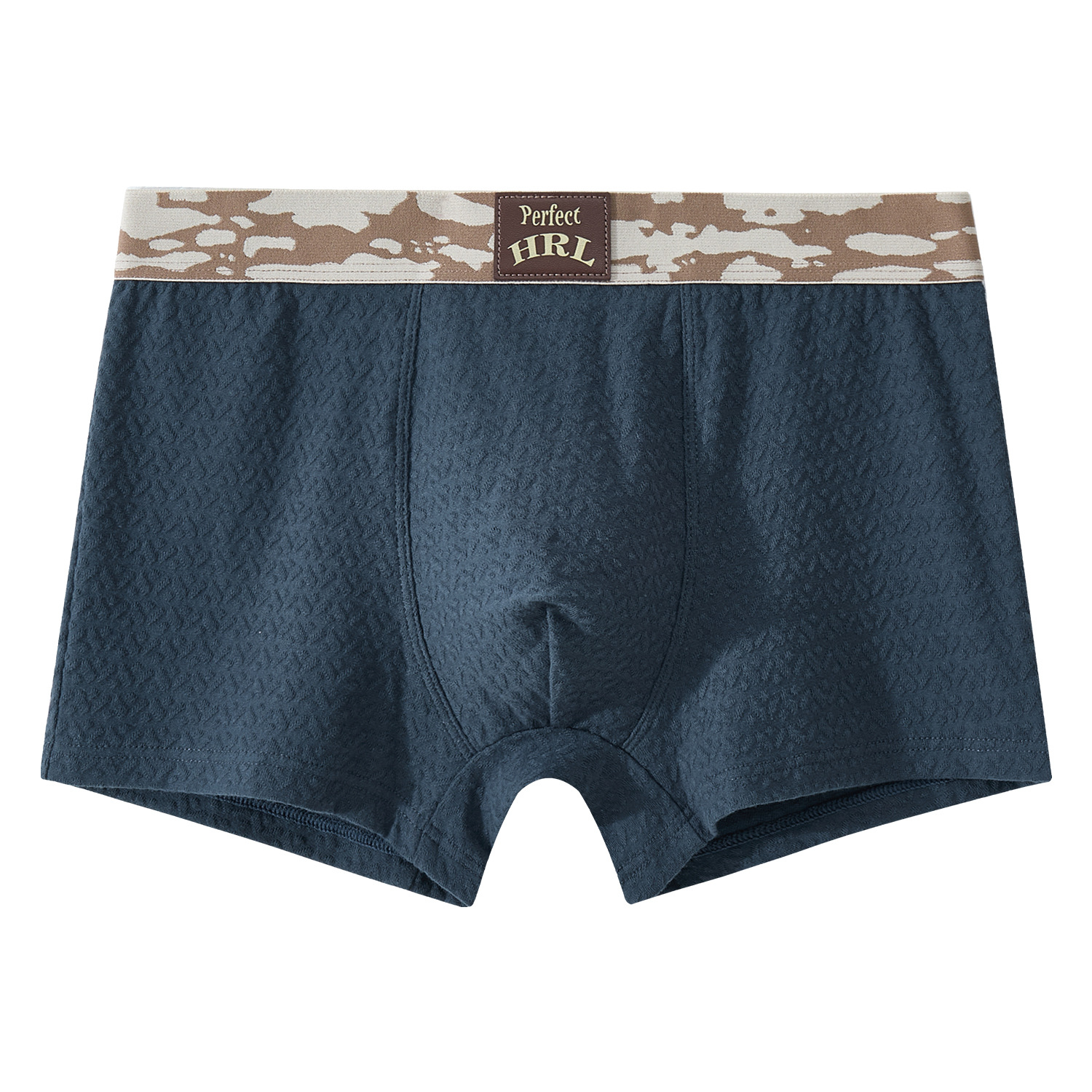 Men's underwear, cotton, personalized camouflage belt, flat Angle, breathable and fashionable, solid color, light luxury, mid-waist men's underpants Item Picture