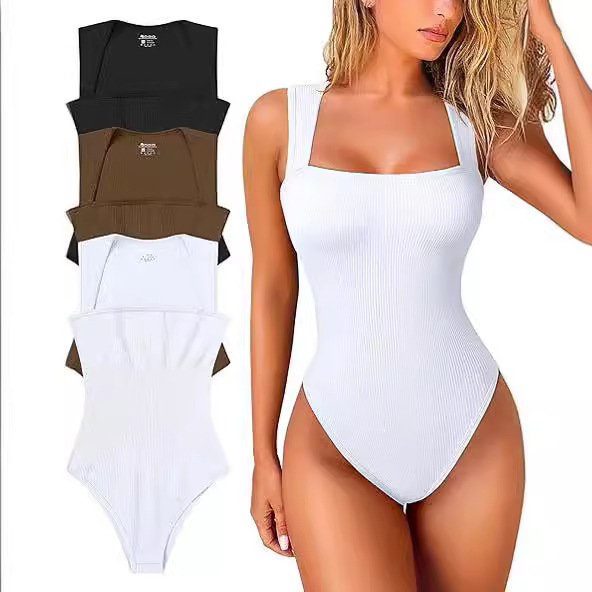 2023 European and American cross-border trade Amazon AliExpress Independent Station Women's U-neck sleeveless vest Tight one-piece dress Specification drawing