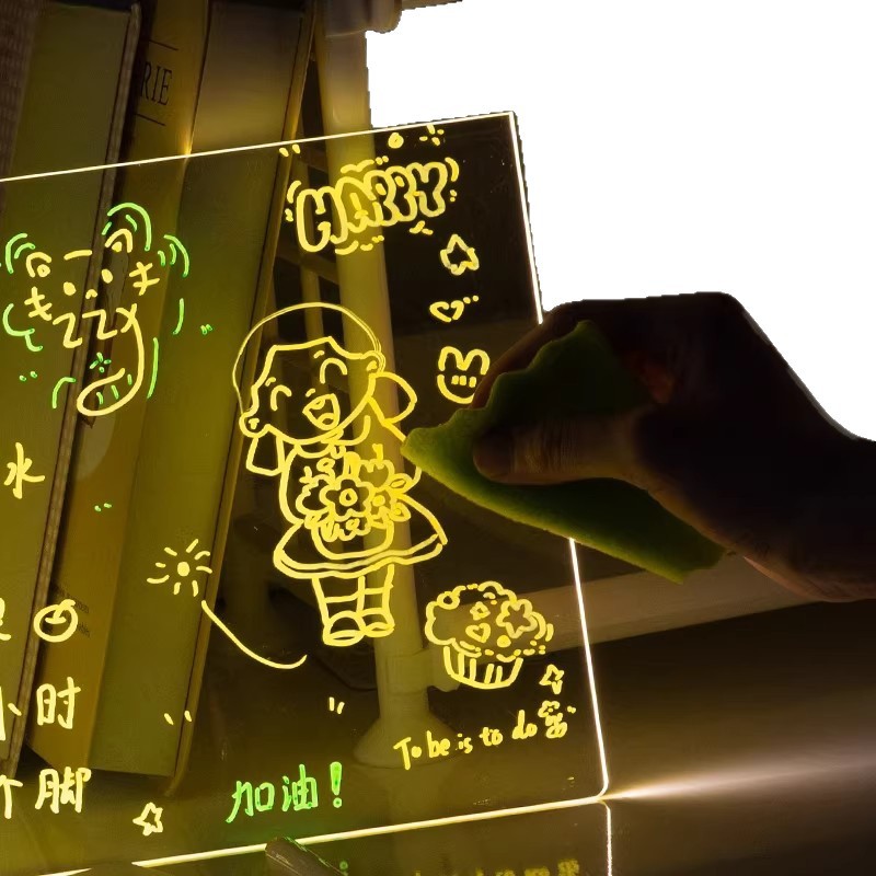 Cross-border diy children's painting illuminated drawing board, erasable blackboard, night market stall advertising board, acrylic painting board Item Picture
