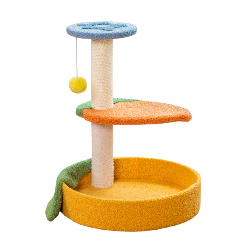 Three-layer fruit cat climbing frame, claw grinding cat bed, cat tree integrated, kitten toy, small, non-occupying cat scratching post Item Picture