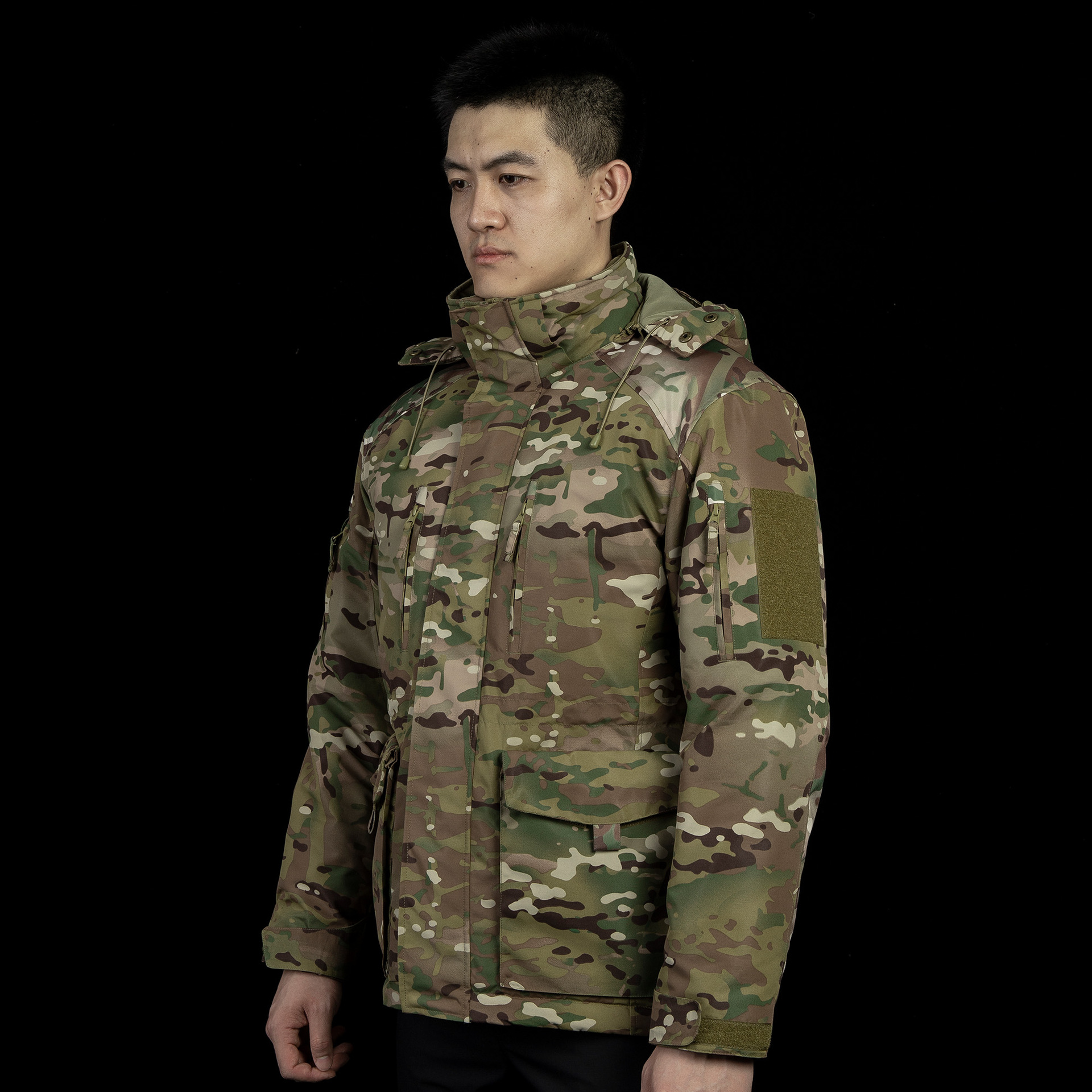 冬季中长款F4.0重型棉服防泼水防寒保暖迷彩连帽棉衣批发产品图
