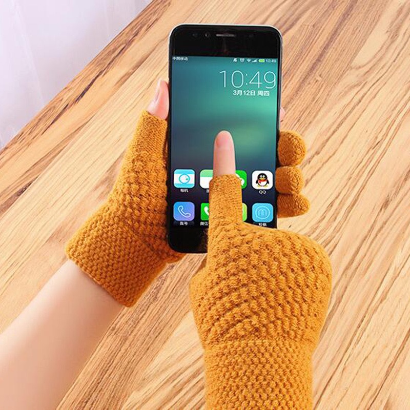Winter cycling cold-proof and warm plush gloves for girls, cute student Japanese-style touch screen full-finger cotton gloves, winter wholesale Item Picture