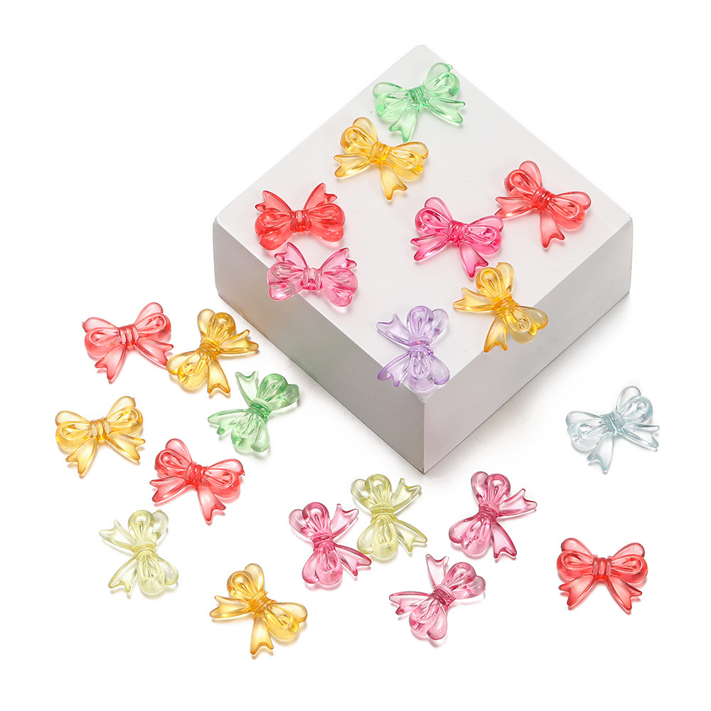 diy mobile phone chain, handcrafted material accessories, acrylic transparent bow, colorful candy colors, cute butterfly beads Specification image